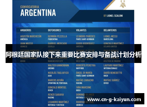 阿根廷国家队接下来重要比赛安排与备战计划分析