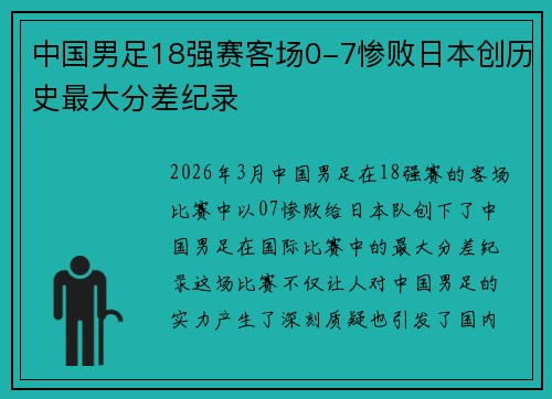 中国男足18强赛客场0-7惨败日本创历史最大分差纪录 中国男足18强赛客场0-7惨败日本创历史最大分差纪录